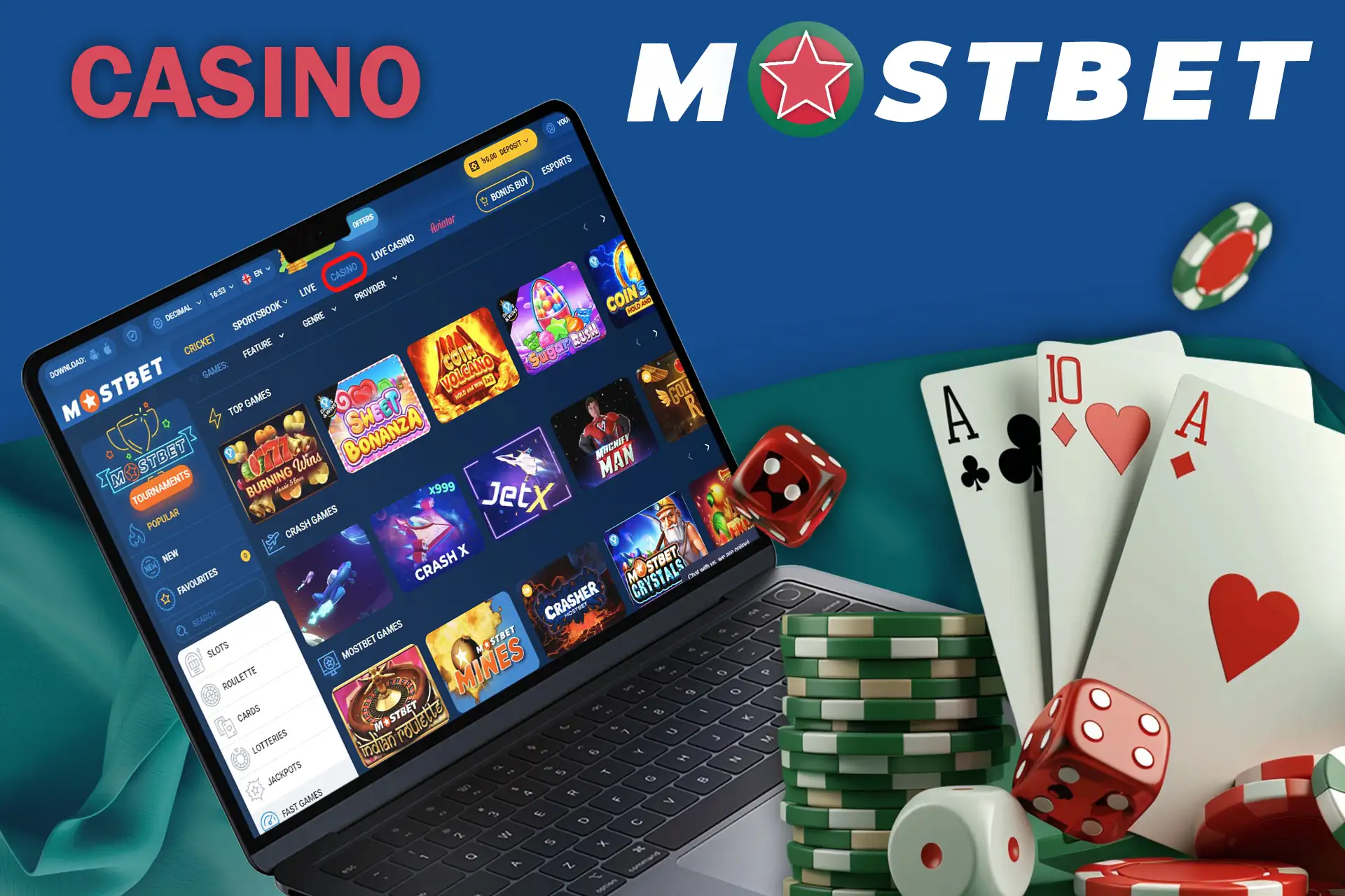 Lots of gambling games at mostbet casino