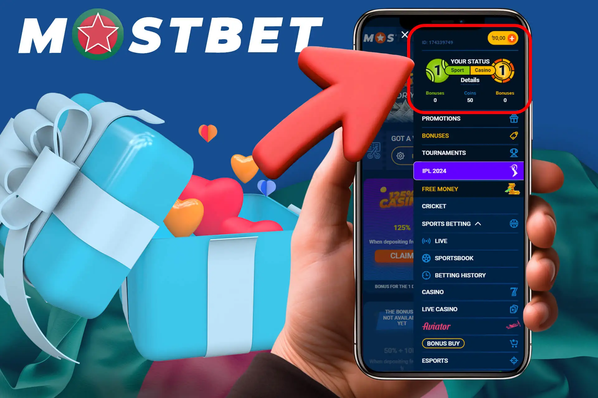 Register and receive your bonus at Mostbet