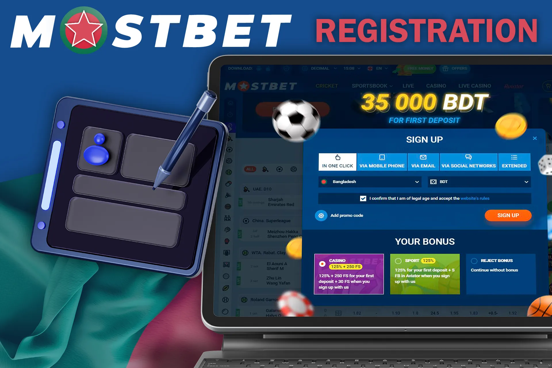 Simple registration process at mostbet online bd